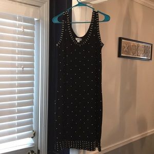Gold Beaded Black Sweater Dress